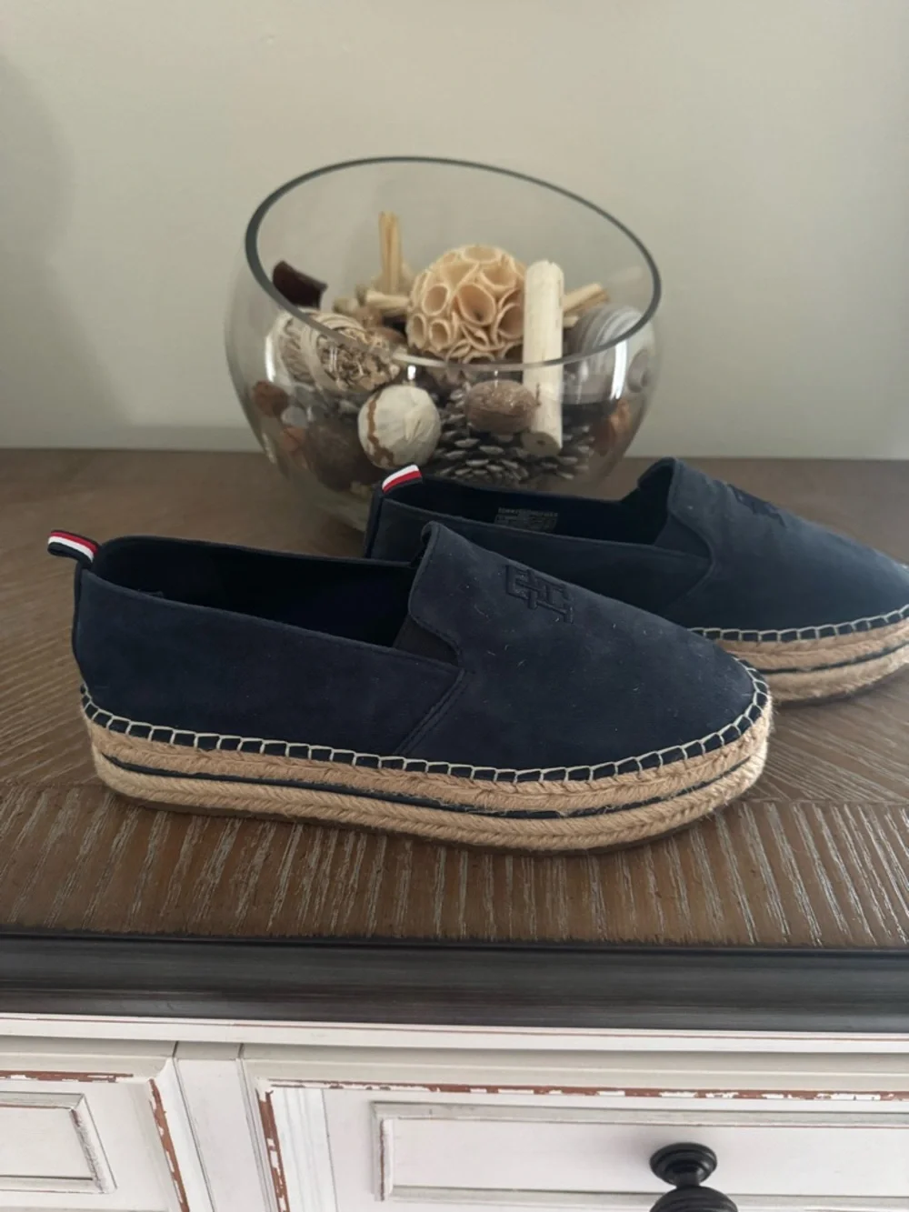 Tommy Hilfiger Navy Suede Espadrille Slip-On Loafers - Picture 6 of 7